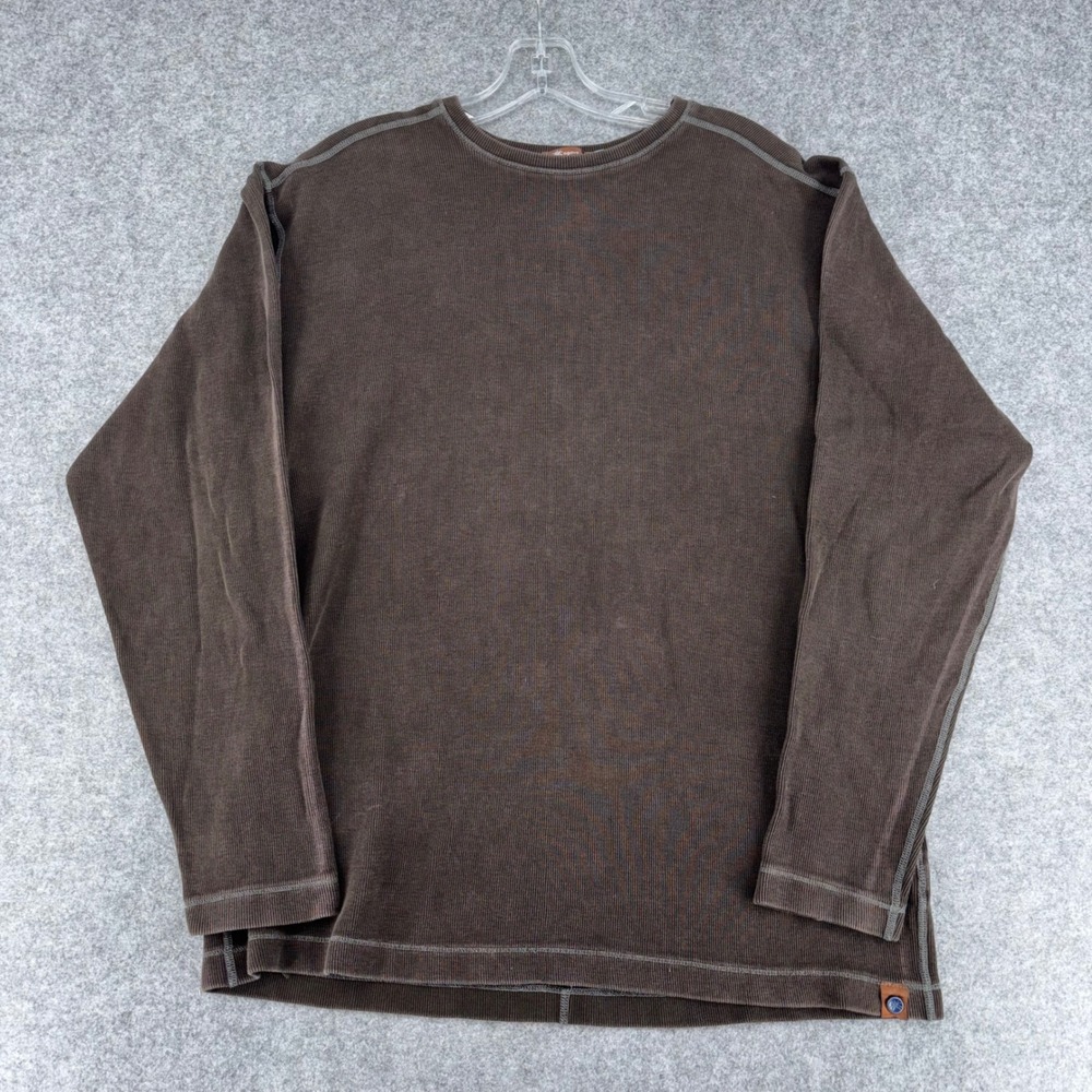 Agave Lux Solitude Mens Brown Long Sleeve Thermal Shirt Ribbed Knit M USA Made